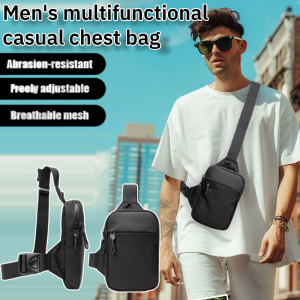 Mens Multifunctional Casual Chest Bag Waterproof High Capacity Wear-resisitant Crossbody Pack Flat Lightweight Messenger Bag