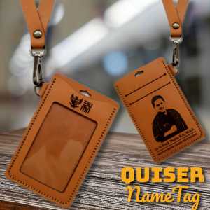 ID Card Holder 3 Slot Kulit Aslii Free Custom Nama & Logo Quiser Nametag