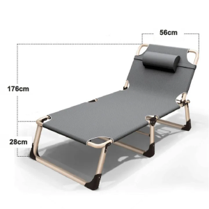 Folding Bed Heavy Duty 180*60CM Outdoor Adjustable Brand New Folding Office Sleep Bed Camping Cots Heavy Duty Extra Wide Foldable Chair Thick Support 300KG Sofa Multifunction Without Installation Sitting Leaning Lying for Camp Office Outdoor