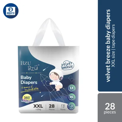 Bzu Bzu Velvet Breeze Baby Diapers Pants (Size M 44pcs / L 38pcs / XL 32pcs / XXL 28pcs) | 360° Cosmic Circulation