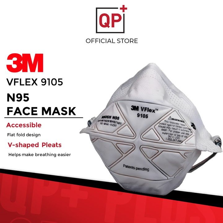 3M VFLEX 9105 N95 PARTICULATE RESPIRATOR FACE MASK N95 MEDICAL ANTI ...