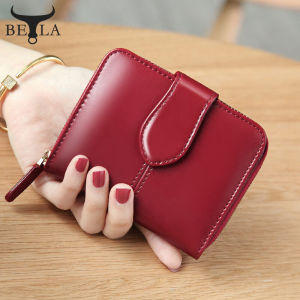 BELA Women Purse Genuine Leather Ladies Small Wallet Rfid Blocking Zipper Fashion Simplicity