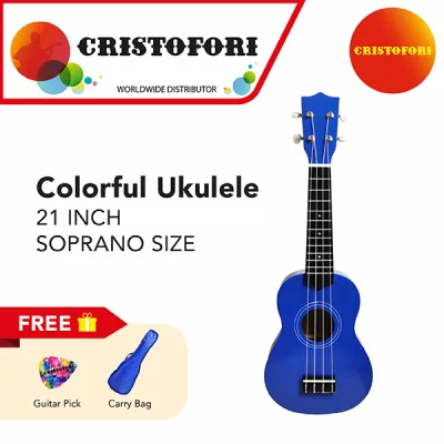 Colorful Ukulele (Color: Dark Blue) (Size: Soprano 21 inch) With Matching Color Carry Bag