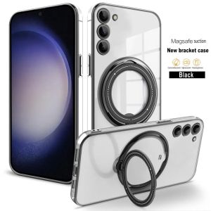 Case For Samsung Galaxy S24 Ultra Samsung Galaxy S24 PLUS S24 Samsung Galaxy S23 FE Ultra Plus S23+ S23Ultra S23FE GalaxyS23 4G 5G Phone Casing Back Cover Clear Transparent Acrylic Shockproof Bumper Ring Holder Bracket Soft TPU Edge All Include Anti Drop