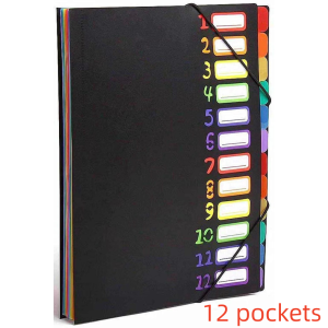 Expanding File Organizer 12 Pockets Accordion Folders A4 Letter Size Hold 120 Sheets Rainbow Document File Folders with File Labels Designed For Home Office And School