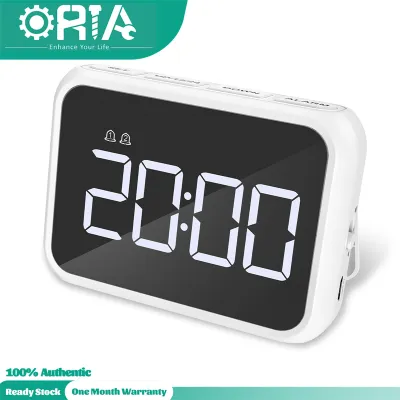 ORIA LED Alarm Clock Large Screen Digital Clock Rechargable with Long Lasting Time Voice Control Desk Clock Adjustable Alarm Volume & Screen Brightness Snooze Dual Alarms 12/24H for Home Office Travel