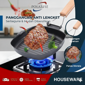 Square Grill Pan 26CM Panci BBQ Panggangan Steak Anti Lengket Alat Panggangan Daging /Sosis