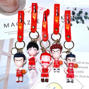 New Cartoon Kawaii Japan Anime Slam Dunk Sakuragi Hanamichi Keychains PVC Figure Model Pendant Keyrings Figure Key Toys