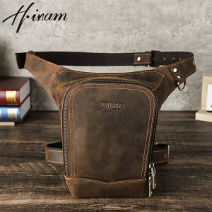 Hiram Genuine Leather Waist Bag For Men Fashion Male Waist Pack Travel Chest Bag Leather Bags