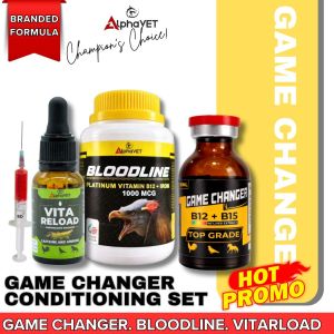 Game Changer Conditioning Set by AlphaVet – Vita Reload Drops + Game Changer B12 B15 + Bloodline Capsule | Stamina Strength & Recovery Formula for Gamefowl