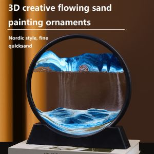 【Ships From Manila】Moving Sand Art Picture Round Glass 3D Deep Sea Sandscape in Motion Display Flowing Sand Frame