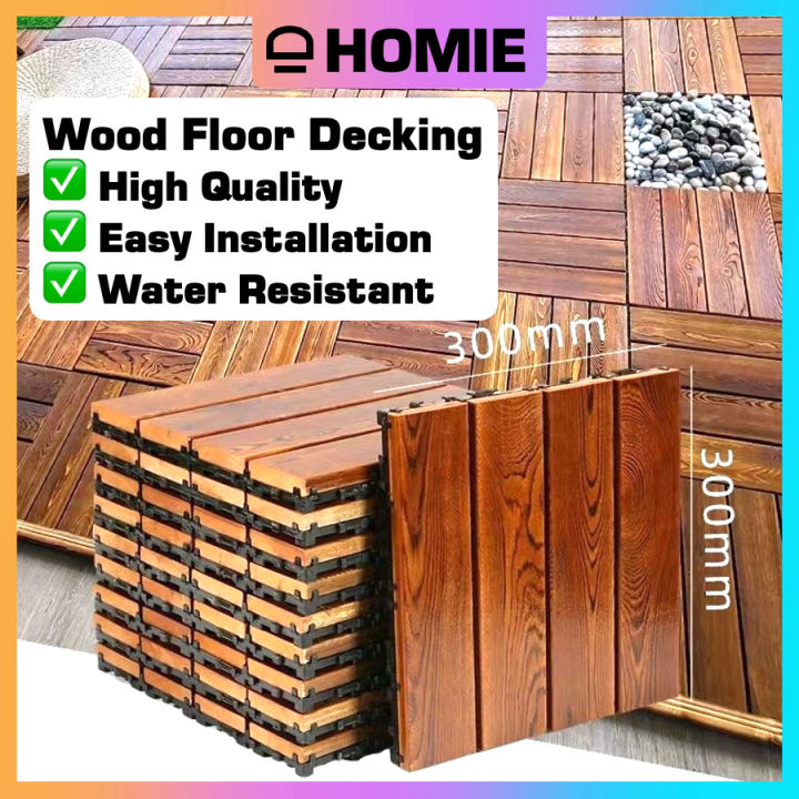 𝐃𝐈𝐘 Wood Floor Decking Interlocking Deck Floor Tiles Outdoor Garden