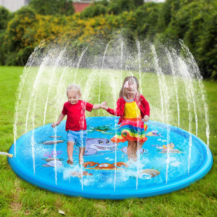 【Swimming Kids and Adults Sprinkle And Splash Play Mat  Swimming Pool Inflatable Round Durable Thickened Inflatable Pool For Kids 