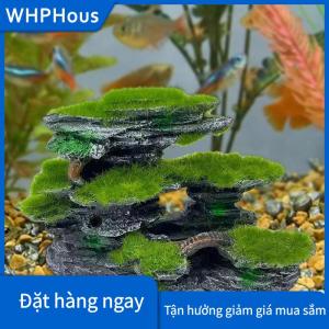 WHPHous Hồ cá xem núi đá hồ cá xem đá rêu hồ cá NƠI ẨN NÁU chìm nhựa hồ cá trang trí lớn