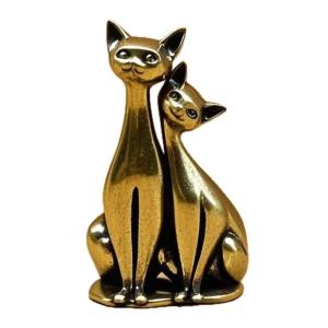 Artistic Lover Couple Cats Statue Brass Metal Ornament Symbolizing Love and Companionship for Shelf Desk Display