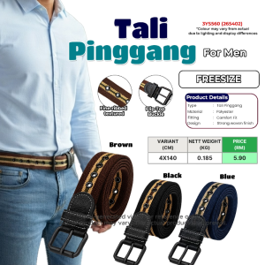 Mens Woven Canvas Belt – Casual Polyester Waist Belt with Single-Prong Metal Buckle (4 x 140 cm)