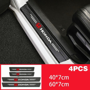 5pcs/4pcs Sticker Pelindung Sill Plate Stiker Mobil 3D Carbon Fiber Untuk Toyota Honda Stiker Pelindung Pijakan Mobil Lantai Pintu Mobil Brio Bahan Serat Karbon Anti Gores