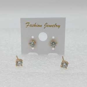 Giwang BY 02-4 Alloy Lapis Mas 18K Permata Zirconia Premium Quality & Tahan Lama EP002G