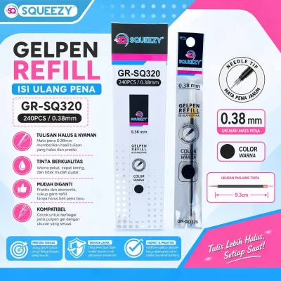 Isi Ulang Tinta Refill 0.5 mm / Gel pen Refill hitam Squeezy 0.38 mm Isi 20 pcs