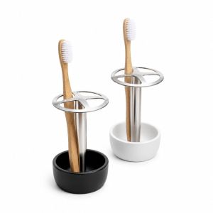 ZGNAY MALL Stainless Steel Toothbrush Holder 4 Divided Compartments Hollow Out Design Bathroom Toothbrush Organizer Creative Free-standing Toothpaste Stand Home