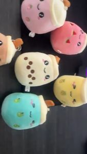 Bubble Tea Plush Bag Charm – Cute Boba / Fruit Tea Keychain for Bags & Keys