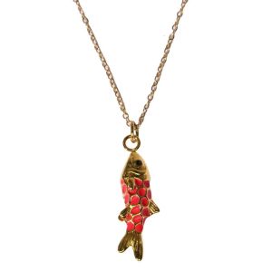 NOVELLEO Movable Plated Enamel Fish Choker 3D Ocean Style Brass Colorful Necklace Funny Creative Enamel Koi Neck Pendant Women