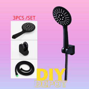 Adjustable Black Round Shower Head Removable Handheld Rainfall Spray Hand Shower for Home Bathroom Kitchen