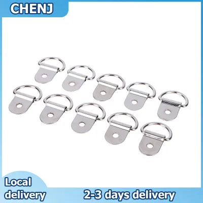 CHENJ 10pcs Stainless Steel D Shape Pull Hook Tie Down Anchors Ring Iron Cargo Tie Down Ring For Trailers RV Boats Accessories