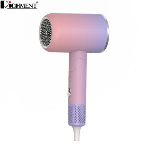 RICHMENT 1200W Folding Hair Dryer Professional High Speed Brushless Motor Negative Ion Hot & Cool Air Low Noise 3-Pin Plug