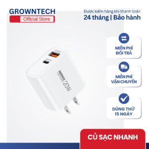 Củ sạc nhanh Recci RP-U120 20W hai cổng PD QC sạc ổn định tương thích nhiều thiết bị