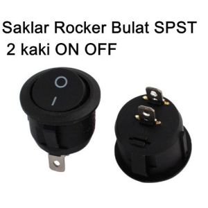 Rocker Switch Saklar Bulat Hitam On Off 2 pin