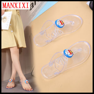 MANXIXI Fashion Women Flip Flop Bohemian Style Beautiful Cartoon Cat Cute Jelly Flat Slippers (Size 36-41)