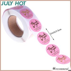 [JULYHOT] สติกเกอร์ขอบคุณ500ชิ้นตราประทับตกแต่งงานแต่งงานประทับร้อนสีชมพูป้ายทรงกลมสีดำ