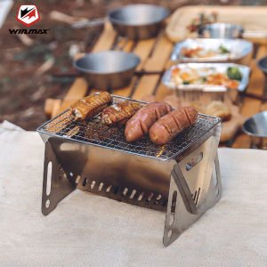 Winmax เตาปิคนิคกลางแจ้งแบบพกพาพับได้แคมป์ปิ้งอุปกรณ์สแตนเลสเตาเผาเตาย่างบาร์บีคิวขนาดเล็กเตาถ่าน
