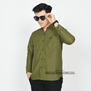 kemeja hitam polos lengan panjang Baju pria dewasa distro premium outfit formal keren