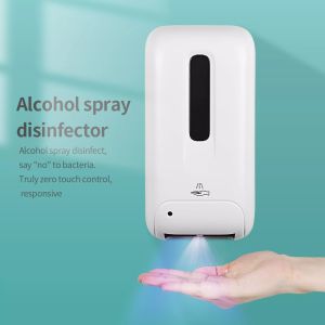 HOL 【COD+Local sellers】Alcohol Dispenser Disinfect 1000ml Punch-Free Touch less Automatic Alcohol Dispenser Touch-free Auto Sensor Disinfection Machine - Spraying Style for Bathroom Kitchen Kindergarten Office School Hospital Airport Hotel&Restaurant