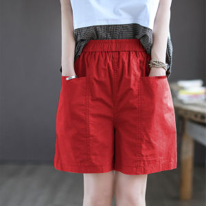 GANLAI Short Women Summer Outer Wear High Cover the Thighs to Show Thin All Match Pure Cotton Pants Thin Wide Leg Straight Casual Wide Leg Pants