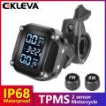 EKLEVA Motorcycle TPMS Motor Tire Pressure Monitor System Tyre Temperature Monitoring Alarm System USB Charging Motos with 2 Sensors. 