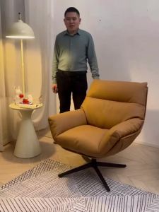Rotating Sofa Chair Light Luxury Lounge Chair Napa Leather Ergonomic Chair Lazy Sofa