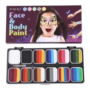 12 Warna Cat Face Paintng Kit Cat Air Wajah Anak Face Makeup Untuk Halloween Cosplay