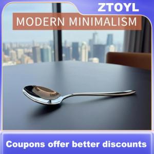 【ZTOYL】 Large Stainless Steel Rice Spoon Ergonomic Metal Serving Spoon Kitchen Flatware Spoon Durable Thickening Long Handle Spoon