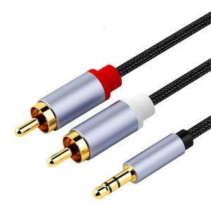 Y Shaped 3.5mm to 2RCA Sound Connectors Cable Coppers Cores Nylons Braideds Universal Compatibility Music Devices