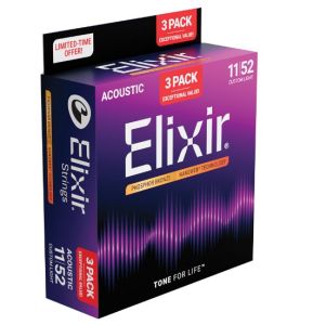 Hộp 3 Bộ Elixir Nanoweb Phosphor Bronze Acoustic Guitar Strings Dây Guitar Acoustic Cao Cấp
