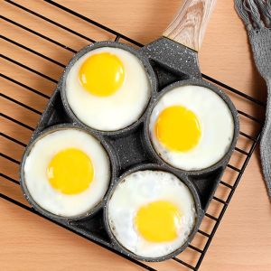 4-Hole Omelet Pan Non-stick Burger Eggs Ham Pancake Maker Frying Pans Pot [LOCAL SELLER]