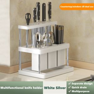 Kitchen Organizer Utensils Organizer Knife Holder Spoon and Fork Organizer Kitchen Storage Rack Chopstick Drainer Holder