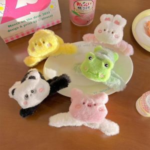 QIWANBA19 Acrylic Plush Panda Hair Claw Rabbit Doll Winter Cross Hair Clip Elegant Headwear Animal Shark Clip Party