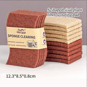 5PCS Sisal Microfiber Sponge Eco-friendly Natural Fiber Sponges Kitchen Dishwashing Cleaning Cloth Pan Pot Scouring Pad