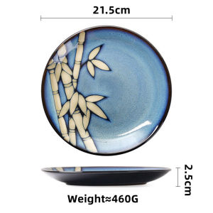OMK Japanese Style Bamboo Series Ceramic Dinner Plate Long Fish Plate Square Plate