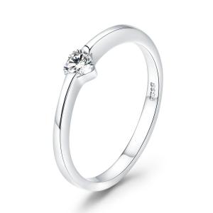 BAMOER Free Shpping October Authentic 925 Sterling Silver Luminous Finger Ring Simple Heart Wedding Rings For Women Wedding Engagement Jewelry SCR450