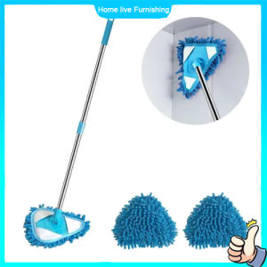 Rotatory Mop Triangle Cleaning Mop Telescopic Mop Wall Ceiling Floor Mop Water-Absorbing Dust-Removing Mop Multi-Purpose